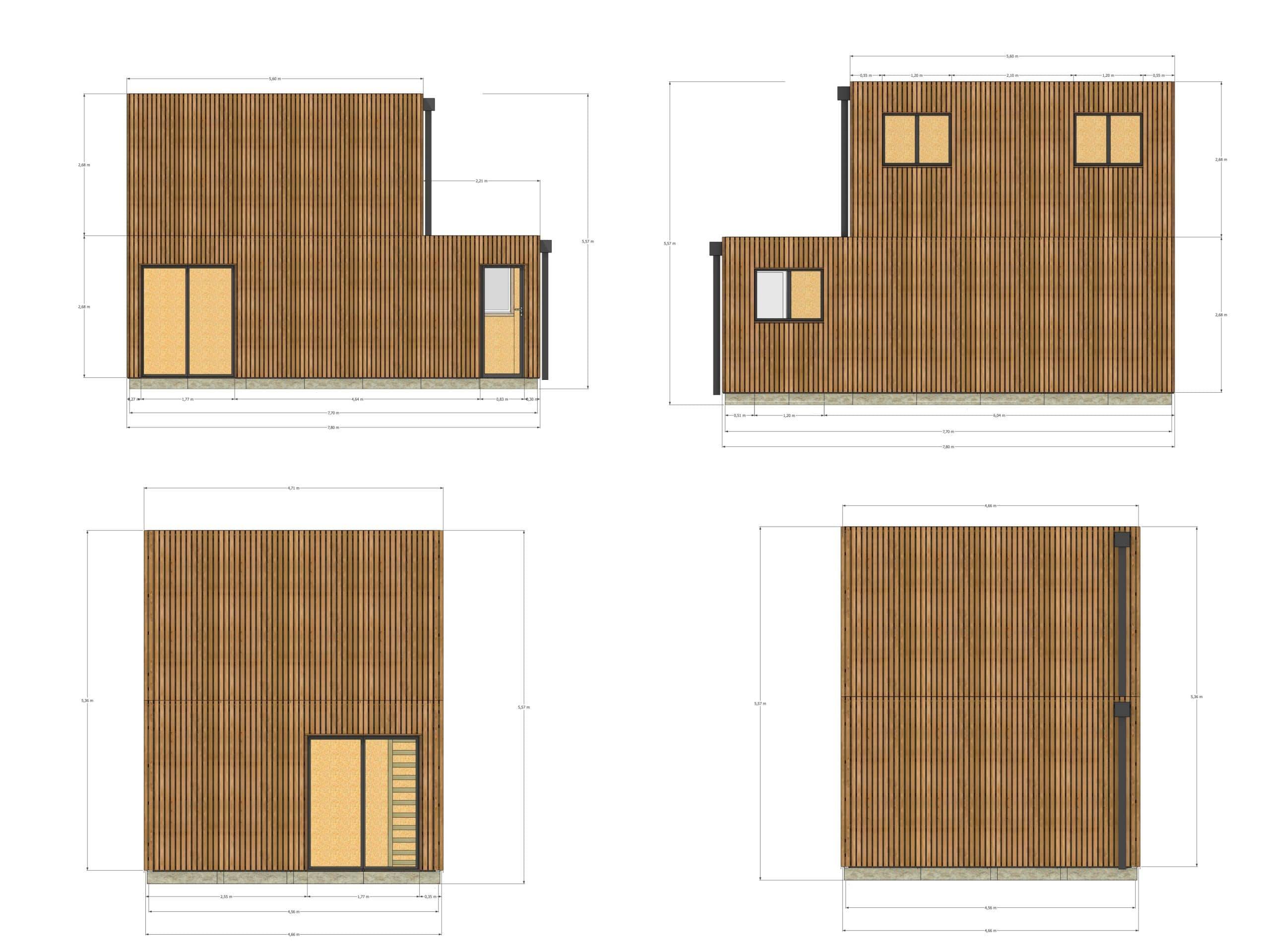 Studio de jardin RE2020 en bois 7,7 x 4,6 x 2,7 m / isolation RE2020 avec mezzanine et terrasse - Image 4