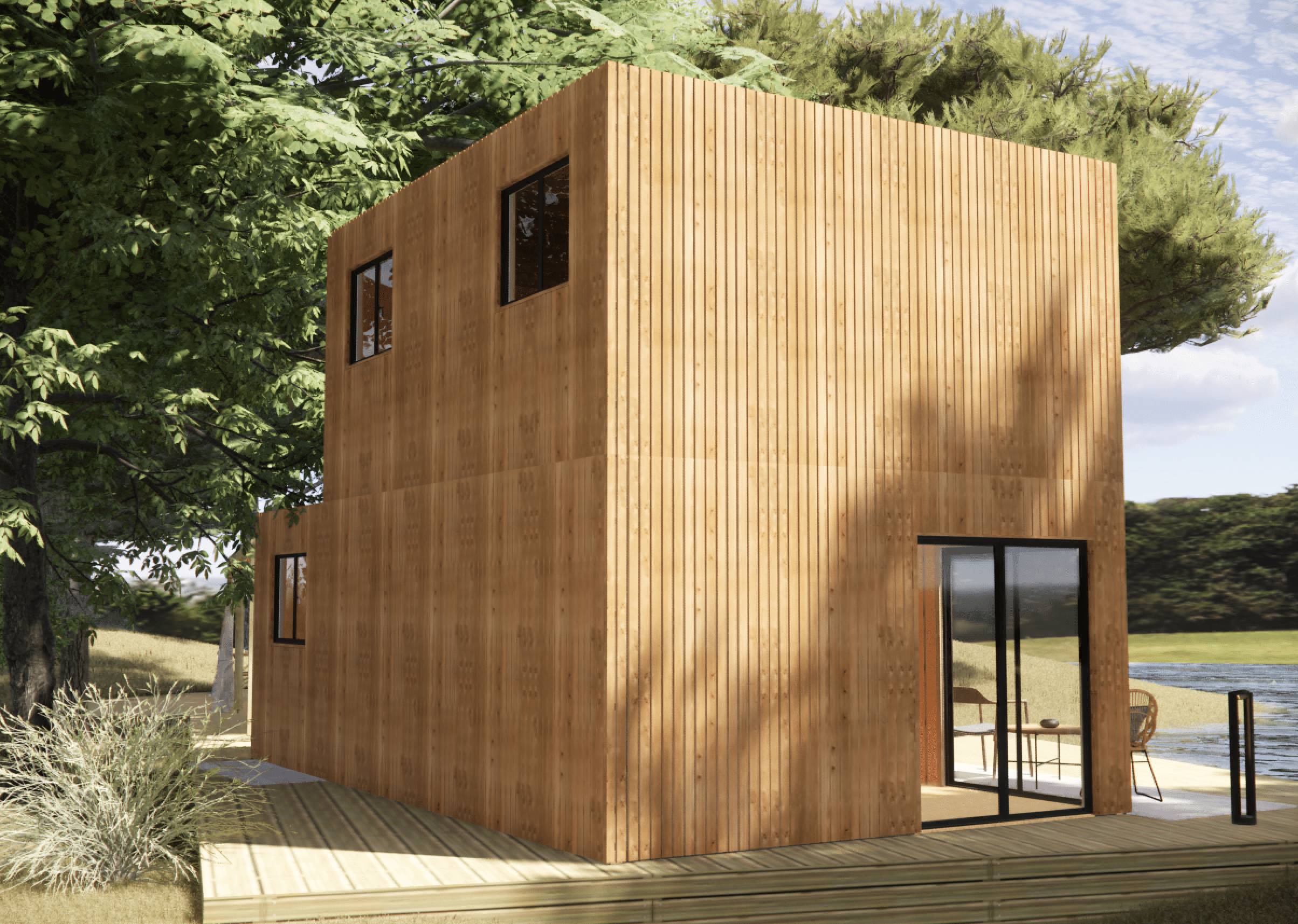 Studio de jardin RE2020 en bois 7,7 x 4,6 x 2,7 m / isolation RE2020 avec mezzanine et terrasse - Image 10