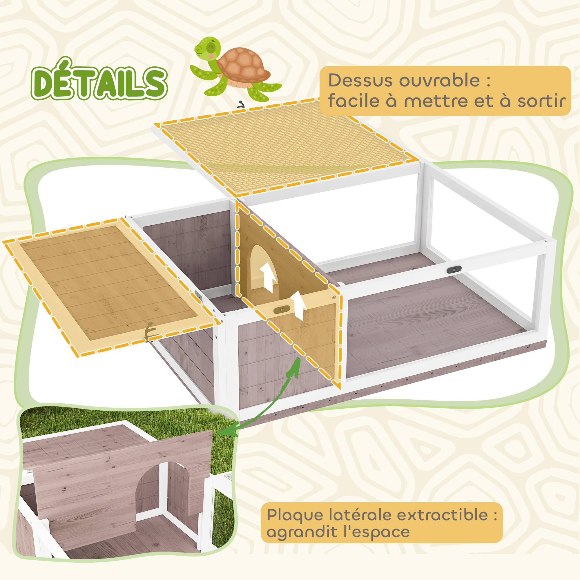 Enclos pour tortue bois marron clair 91 x 60.5 x 32 cm - PANGIVO - Image 7