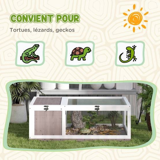 Enclos pour tortue bois marron clair 91 x 60.5 x 32 cm - PANGIVO - Image 9