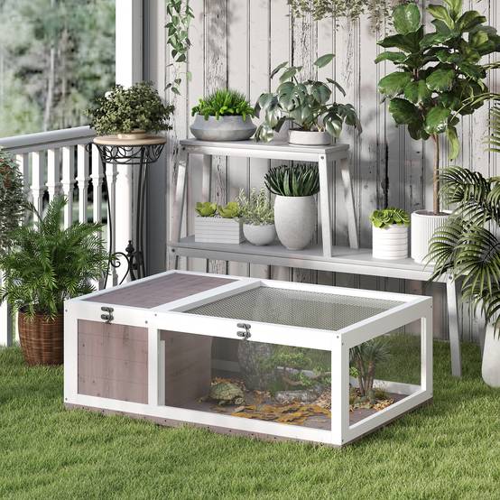 Enclos pour tortue bois marron clair 91 x 60.5 x 32 cm - PANGIVO - Image 3