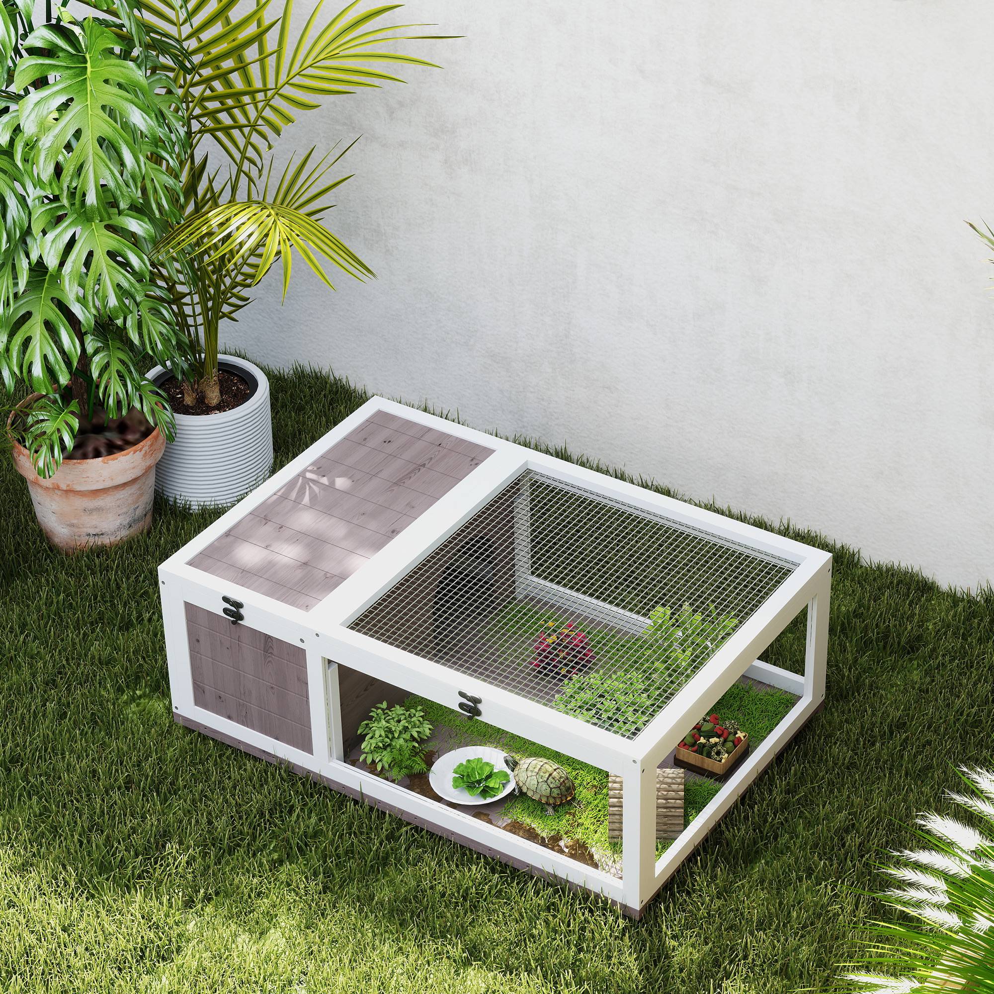 Enclos pour tortue bois marron clair 91 x 60.5 x 32 cm - PANGIVO - Image 10