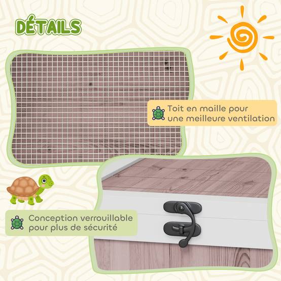 Enclos pour tortue bois marron clair 91 x 60.5 x 32 cm - PANGIVO - Image 8