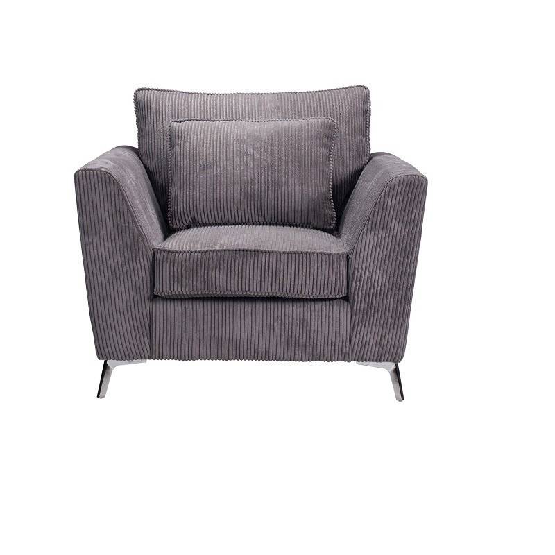 Fauteuil Isla velours côtelé gris - Image 4