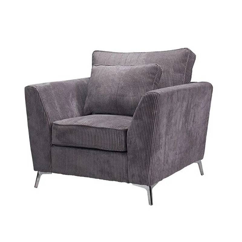 Fauteuil Isla velours côtelé gris