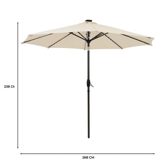 Monstershop - Parasol Inclinable à LED 2,7 m - Crème - Image 5