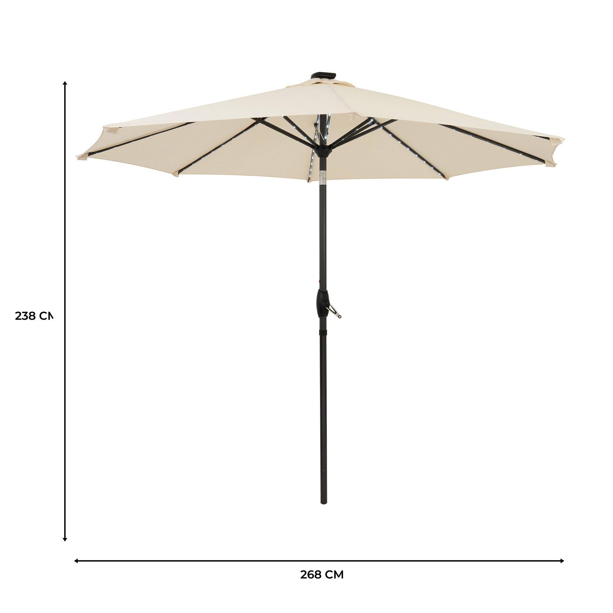 Monstershop - Parasol Inclinable à LED 2,7 m - Crème - Image 5