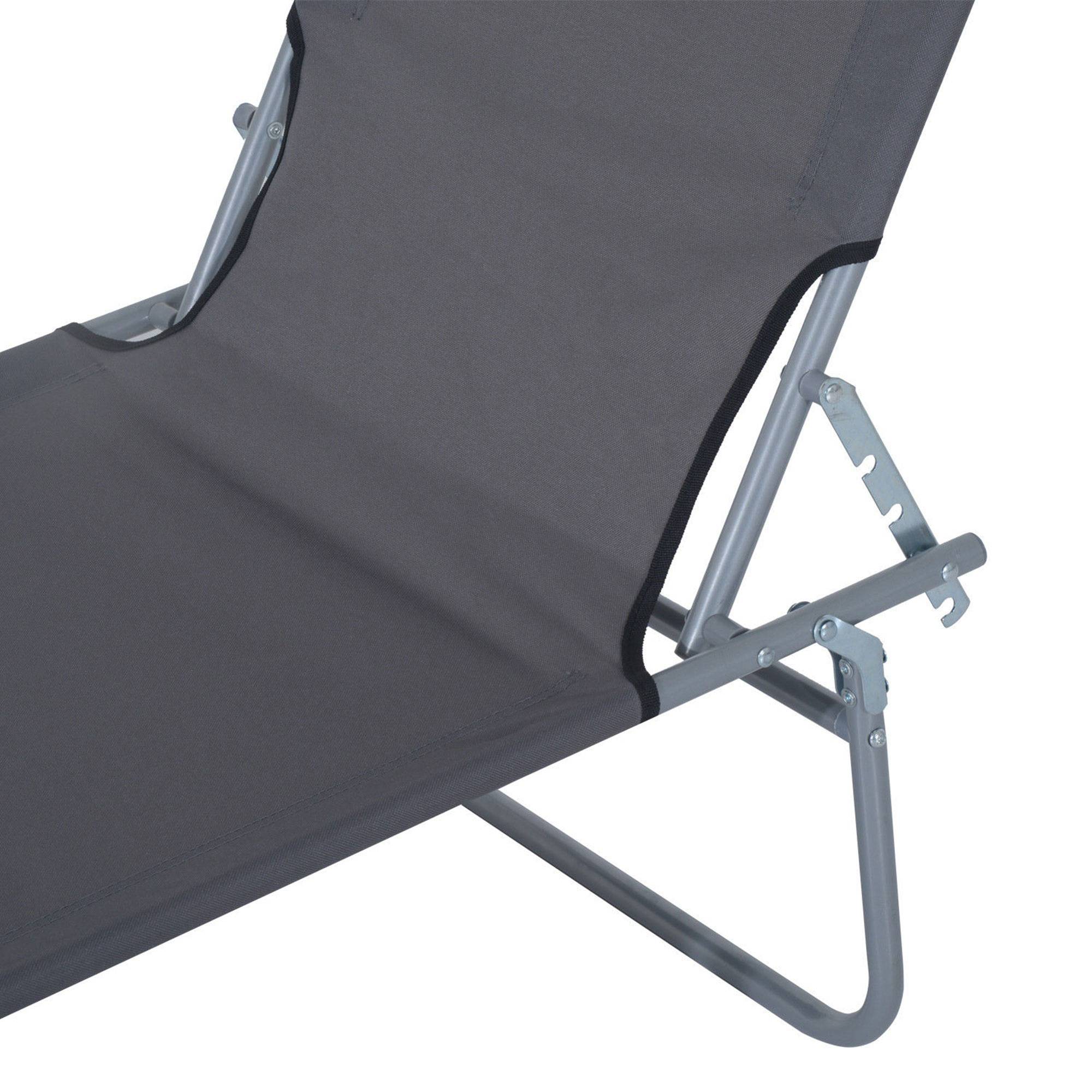 Outsunny - Transat bain de soleil pliable grand confort dossier et pare-soleil réglable multi-positions gris - Outsunny - Imagen 4