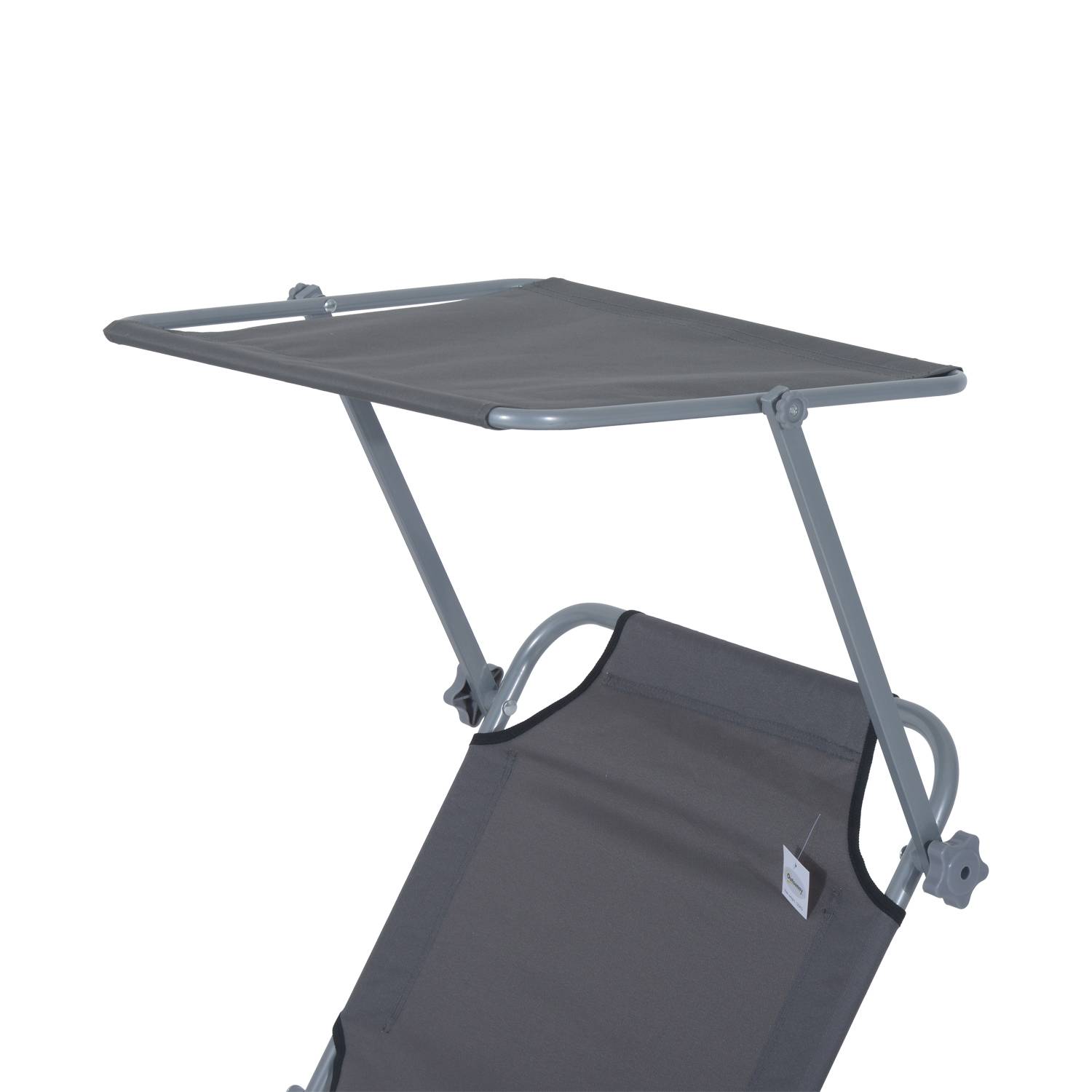 Outsunny - Transat bain de soleil pliable grand confort dossier et pare-soleil réglable multi-positions gris - Outsunny - Imagen 7