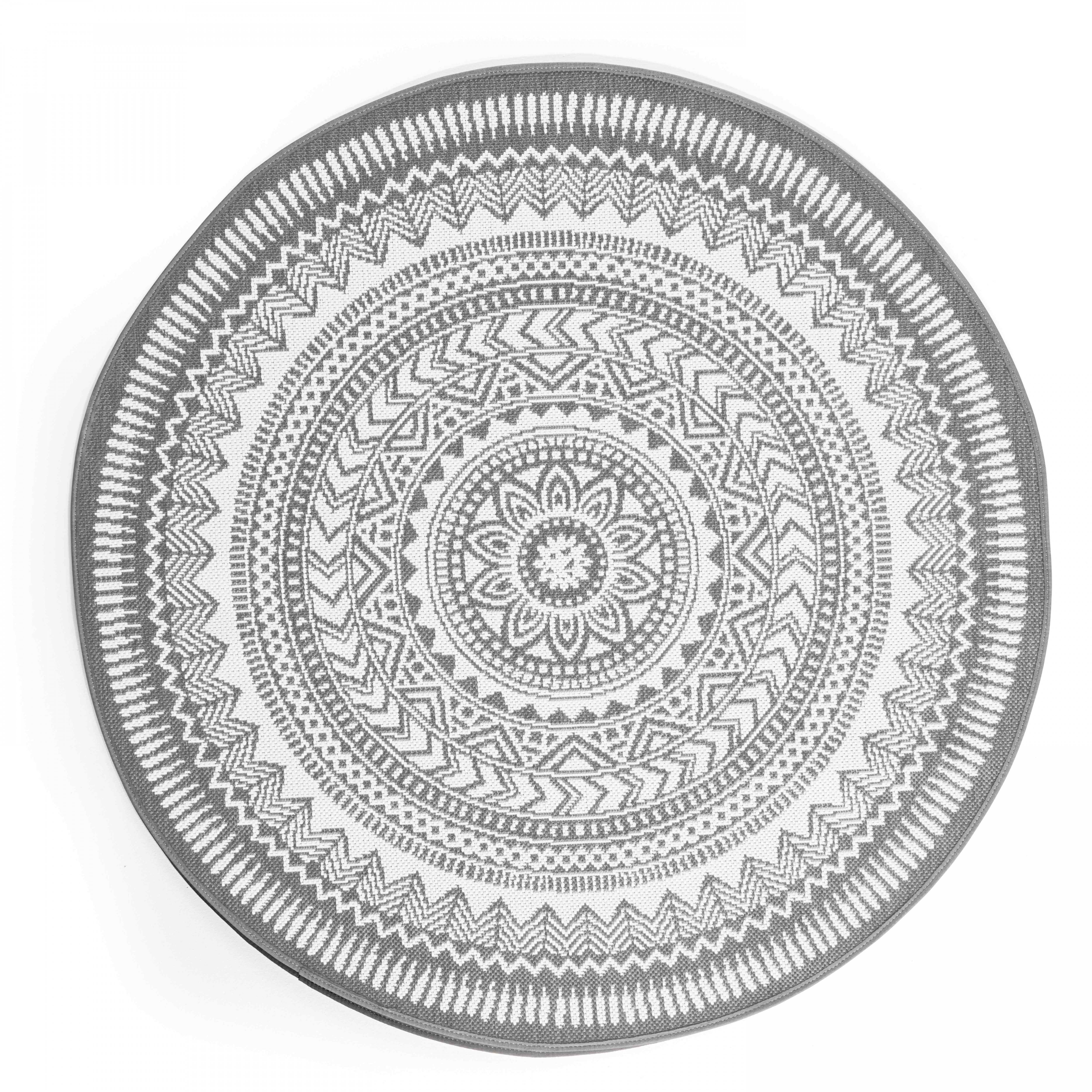 Oviala - Tapis rond polypropylène gris 120cm Mandala - Oviala - Imagen 1