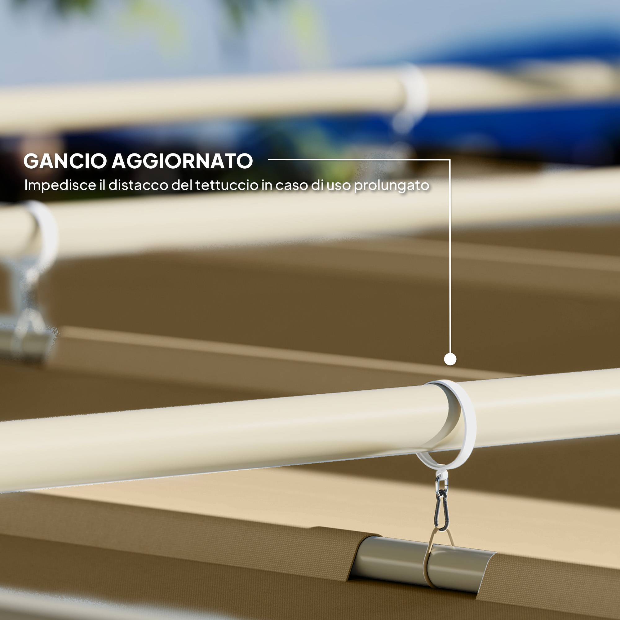 Pergola métal polyester terrasse toit rétractable aimanté protection UV 298x297cm kaki - ComfortXL Outdoor Living - Image 7