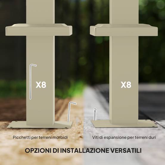 Pergola métal polyester terrasse toit rétractable aimanté protection UV 298x297cm kaki - ComfortXL Outdoor Living - Image 9