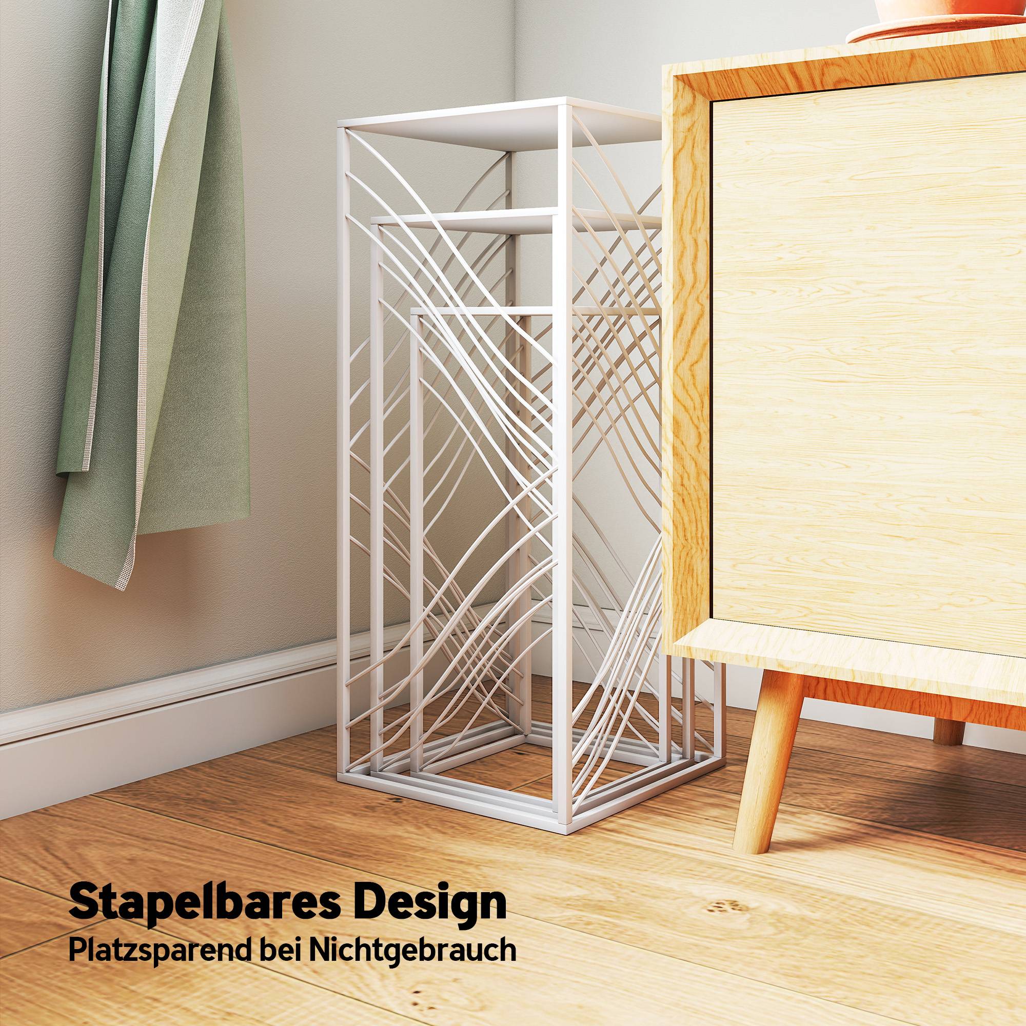 Ensemble de 3 supports à plantes empilables métal blanc hauteurs 50/60/70 cm intérieur extérieur jardin - Image 7