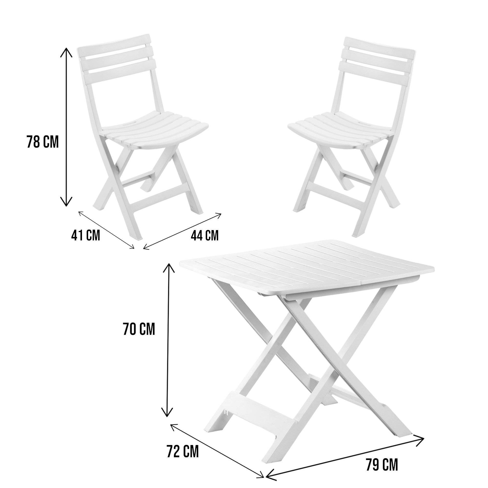 Dmora - Salon d'extérieur Paterno', Composition de jardin avec 2 fauteuils et 1 table, Salon de camping, 100% Made in Italy, Blanc - Dmora - Imagen 3