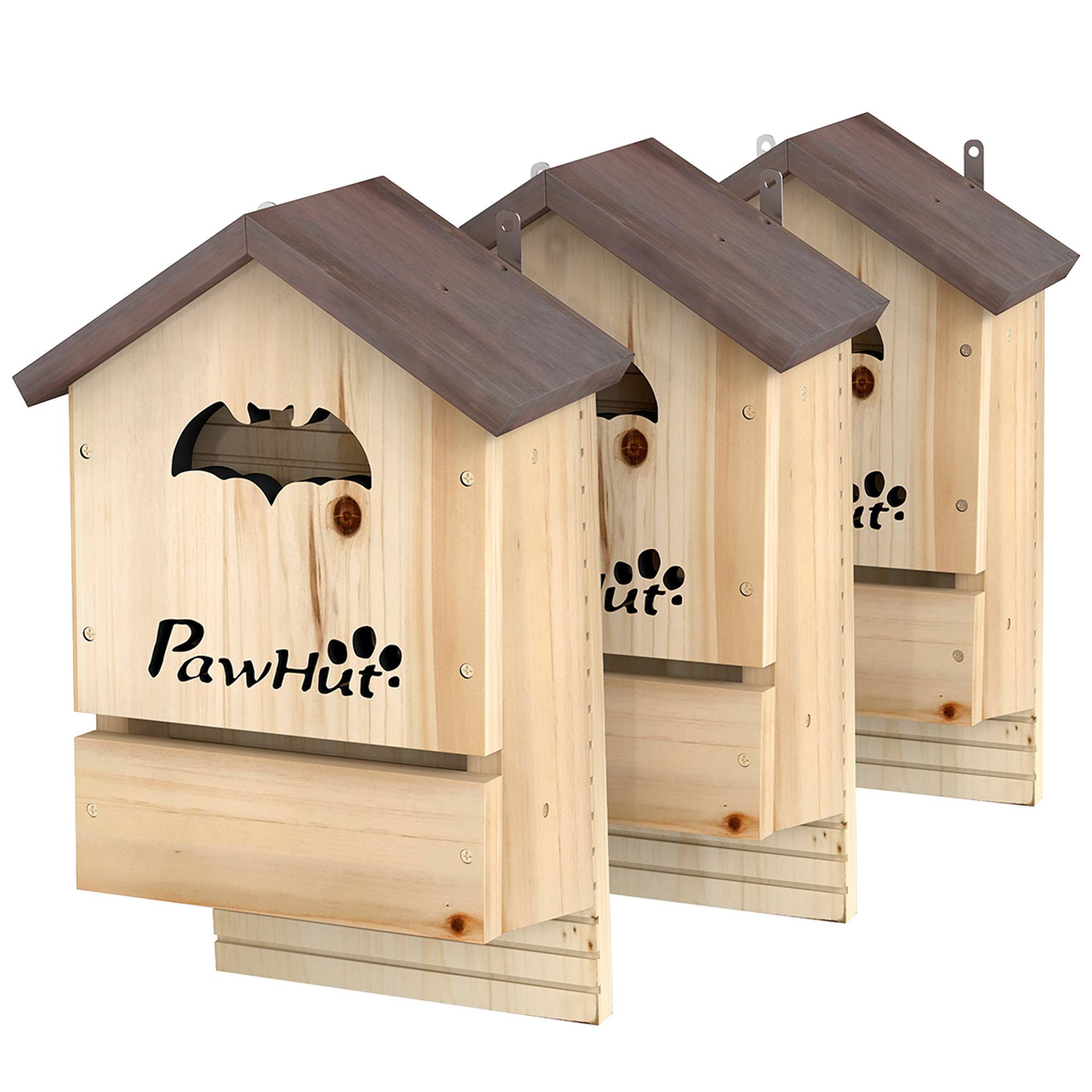 Lot de 3 nichoirs en sapin, maison pour chauves-souris à suspendre pour jardin,21,5x11,5x34cm - Image 2