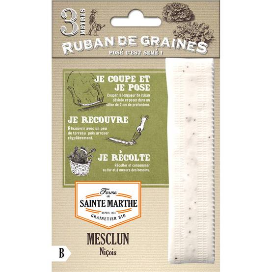 Carte ruban de Mesclun niçois Bio - Ferme de Sainte Marthe Livré en ruban de 3 mètres