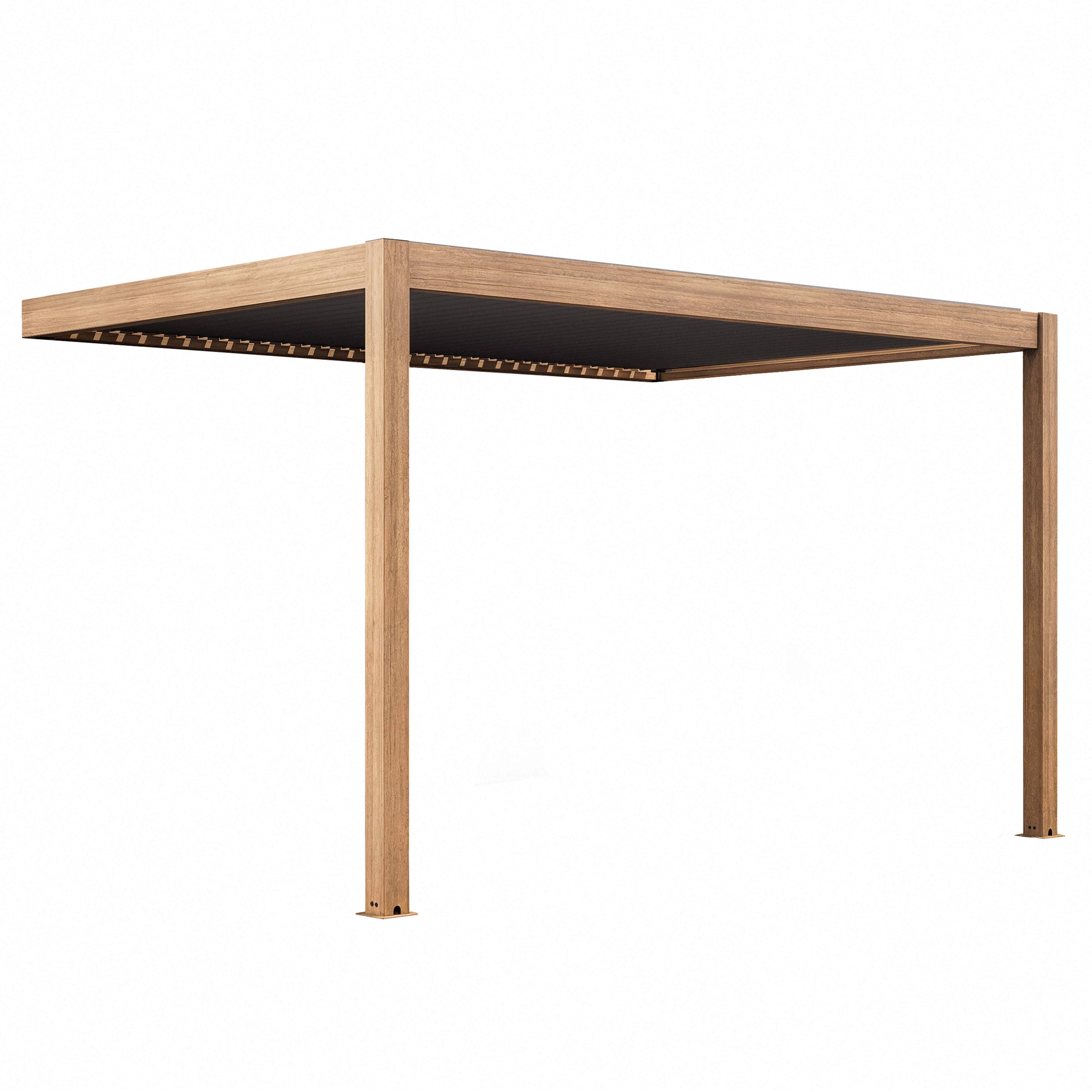 Oviala - Pergola bioclimatique adossée motorisée et éclairée 3x4m et 1 store Thebes - Oviala - Image 4