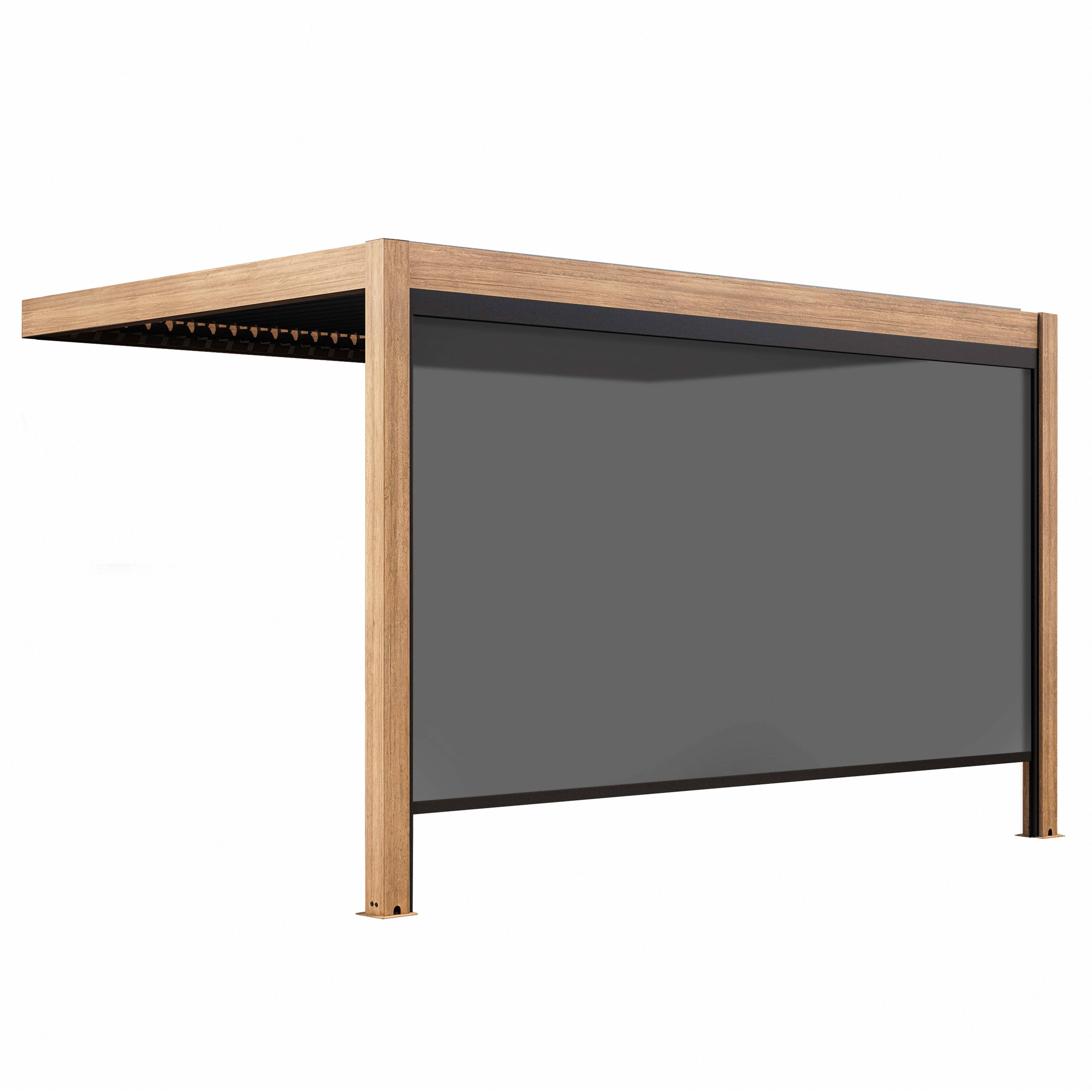 Oviala - Pergola bioclimatique adossée motorisée et éclairée 3x4m et 1 store Thebes - Oviala - Image 2