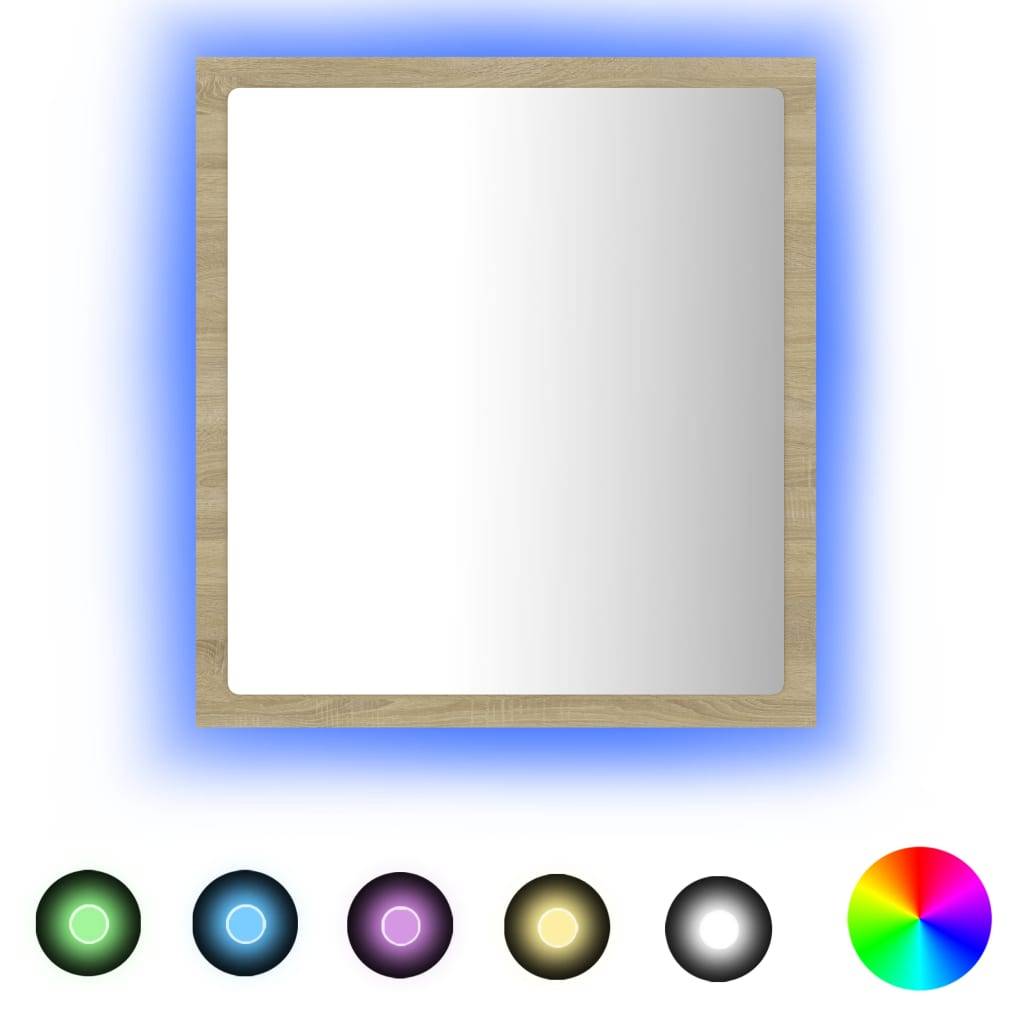 Helloshop26 - Miroir led de salle de bain 40 x 8,5 x 37 cm acrylique chêne - Imagen 3