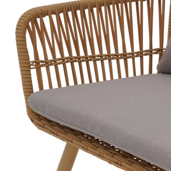 Beau Rivage - Salon de jardin GRANADA en acier et résine tressée tissu gris clair Beau Rivage - Imagen 4