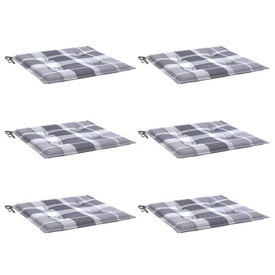 Lot de 6 Coussins de chaise de jardin carreaux gris 50x50x3 cm P141 - Image 3