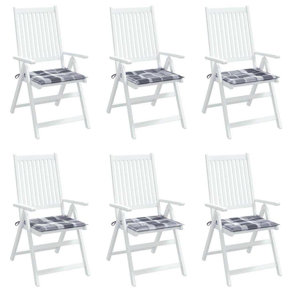 Lot de 6 Coussins de chaise de jardin carreaux gris 50x50x3 cm P141 - Image 4