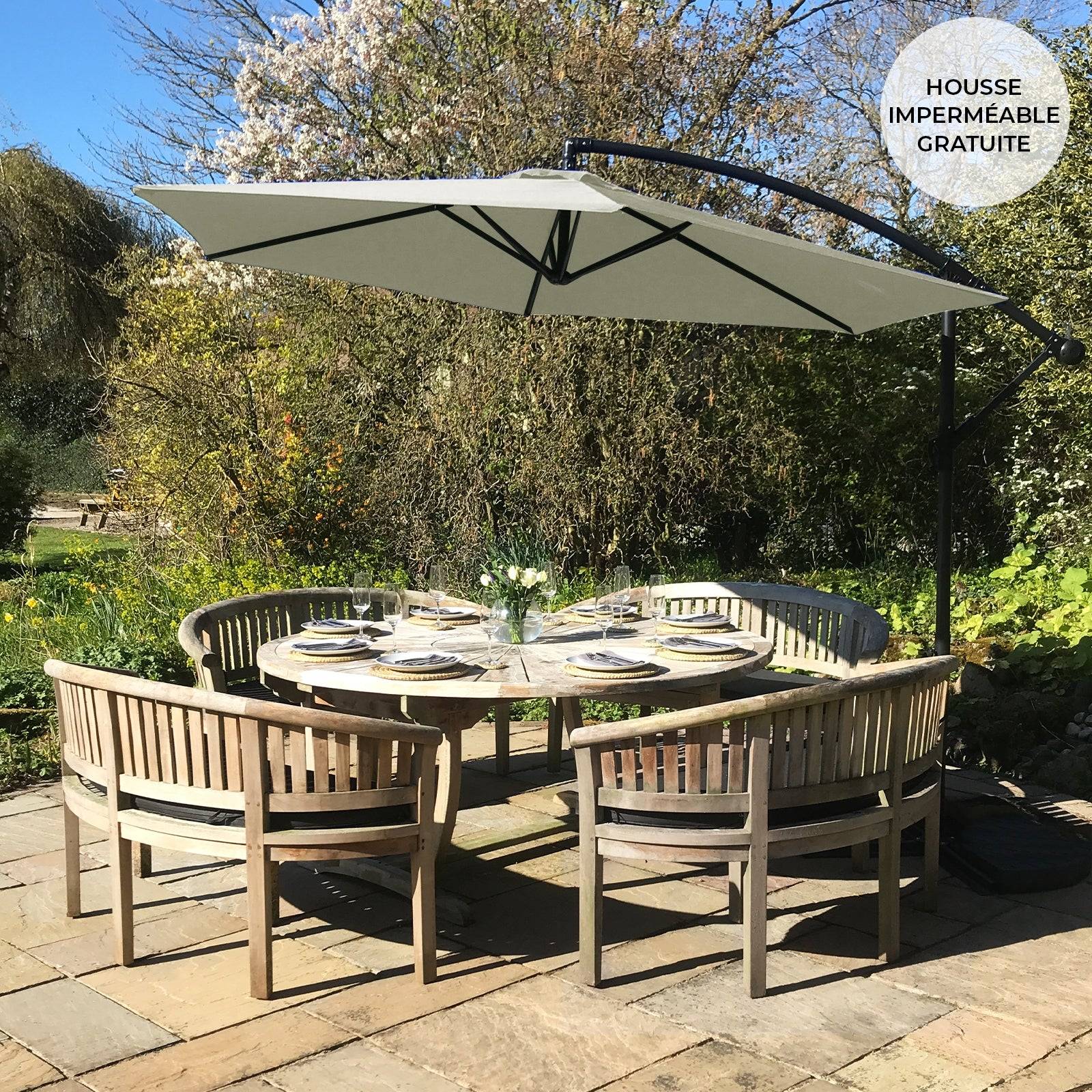 Monstershop - Parasol Cantilever Crème 3m x 3m x 2.5m - Imagen 2