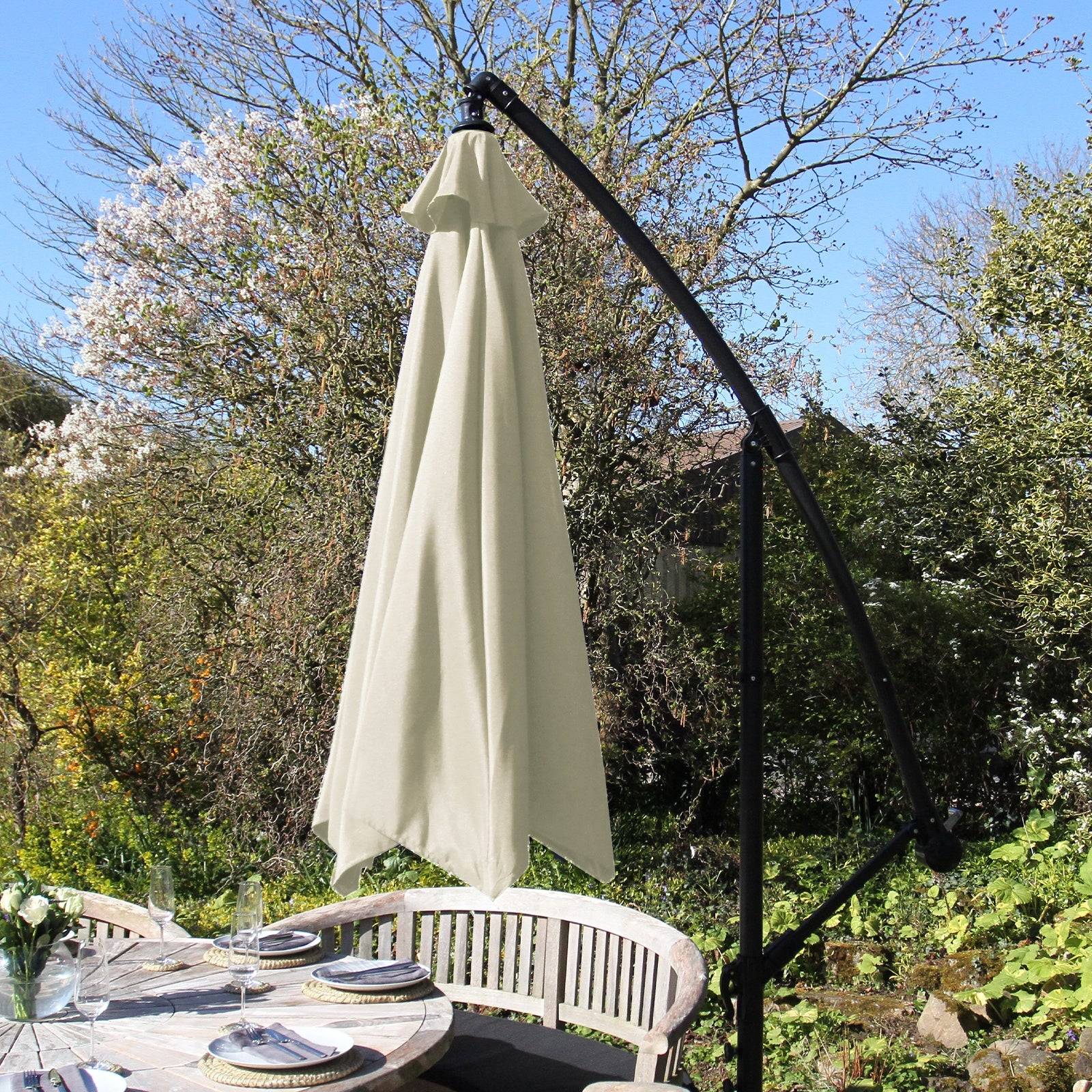 Monstershop - Parasol Cantilever Crème 3m x 3m x 2.5m - Imagen 4