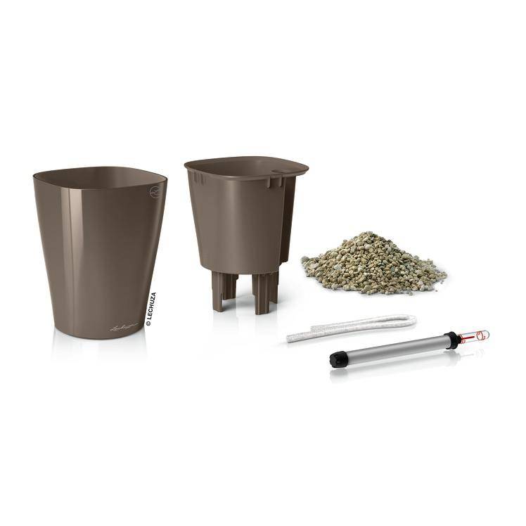 Lechuza - Pot de table Deltini - kit complet, taupe brillant Ø 14 x 18 cm Lechuza - Imagen 2