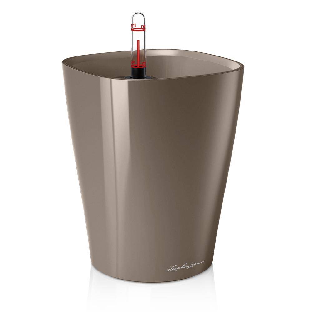 Lechuza - Pot de table Deltini - kit complet, taupe brillant Ø 14 x 18 cm Lechuza - Imagen 1