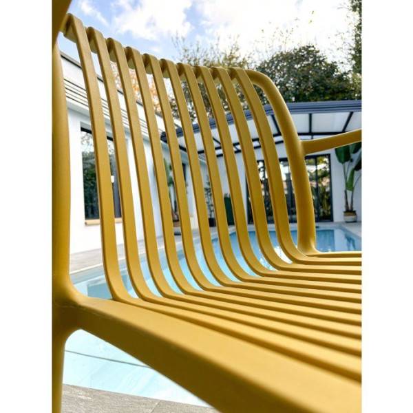 Lot de 2 fauteuils de jardin empilables en Polypropylène - Jaune moutarde - TIAGO - Image 6