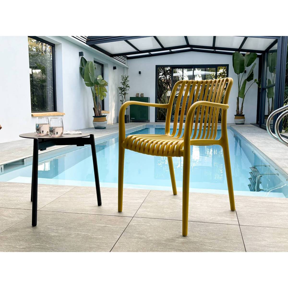 Lot de 2 fauteuils de jardin empilables en Polypropylène - Jaune moutarde - TIAGO - Image 8