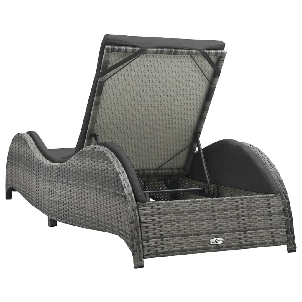 Vidaxl - Chaise longue avec coussin Résine tressée Anthracite vidaXL 49494 - Imagen 5