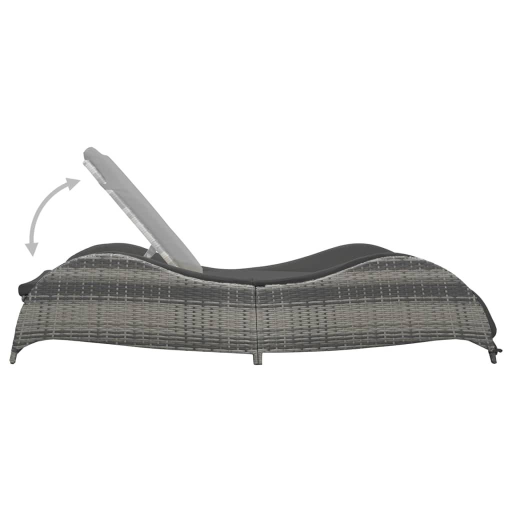Vidaxl - Chaise longue avec coussin Résine tressée Anthracite vidaXL 49494 - Imagen 4