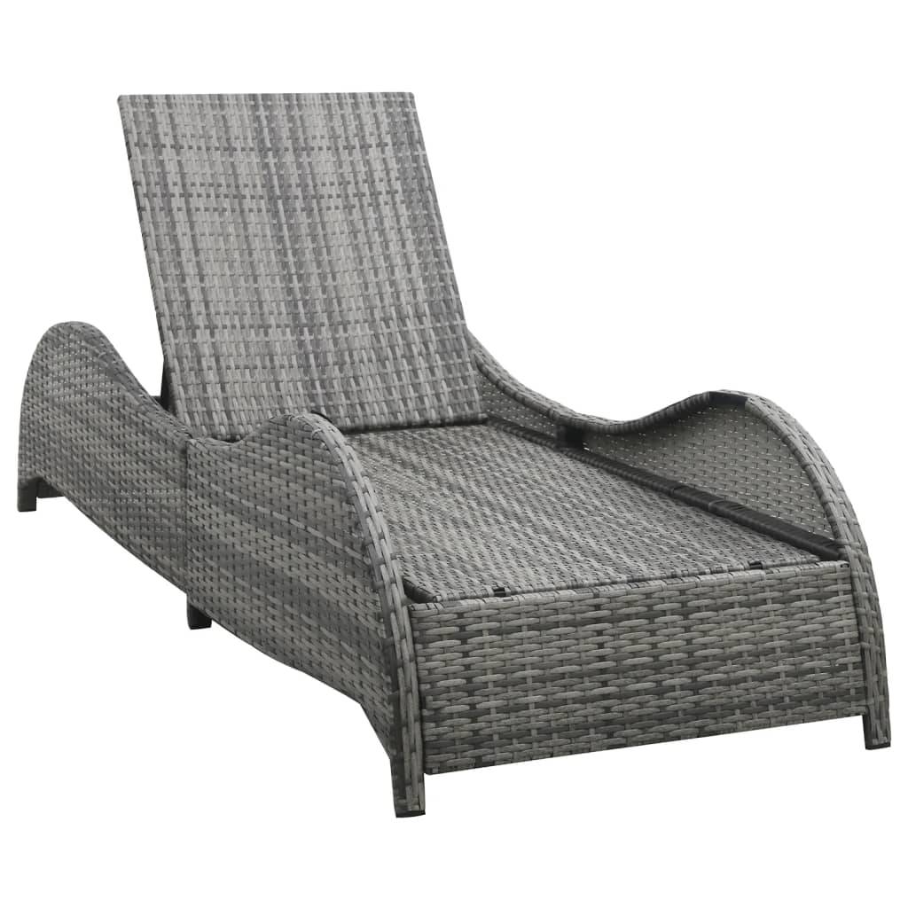 Vidaxl - Chaise longue avec coussin Résine tressée Anthracite vidaXL 49494 - Imagen 6