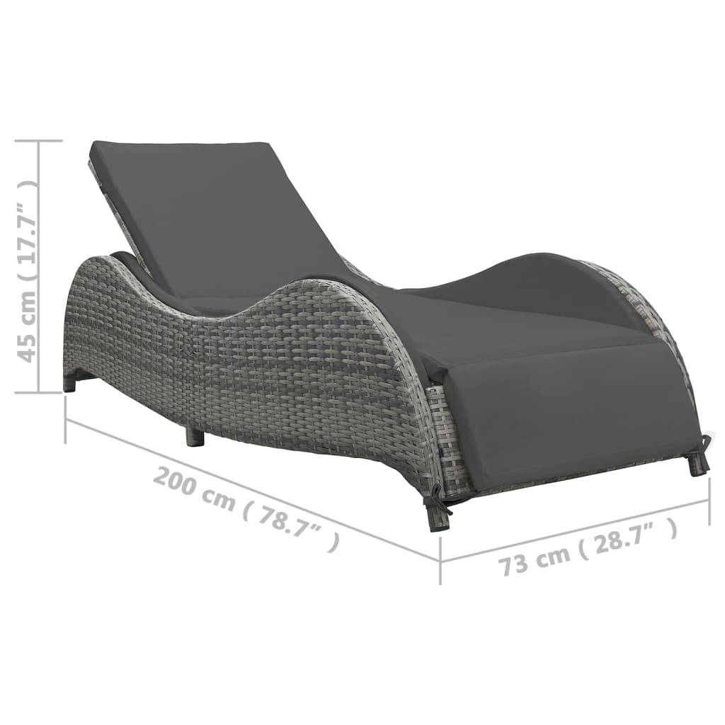 Vidaxl - Chaise longue avec coussin Résine tressée Anthracite vidaXL 49494 - Imagen 3