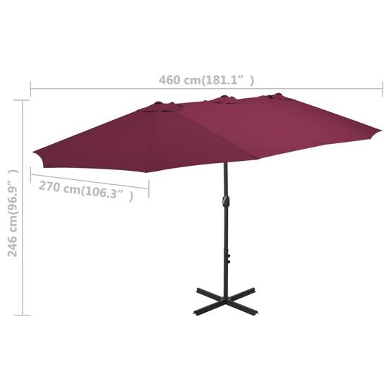 Vidaxl - Parasol d'extérieur avec mât en aluminium rouge bordeaux vidaXL 44871 - Imagen 3