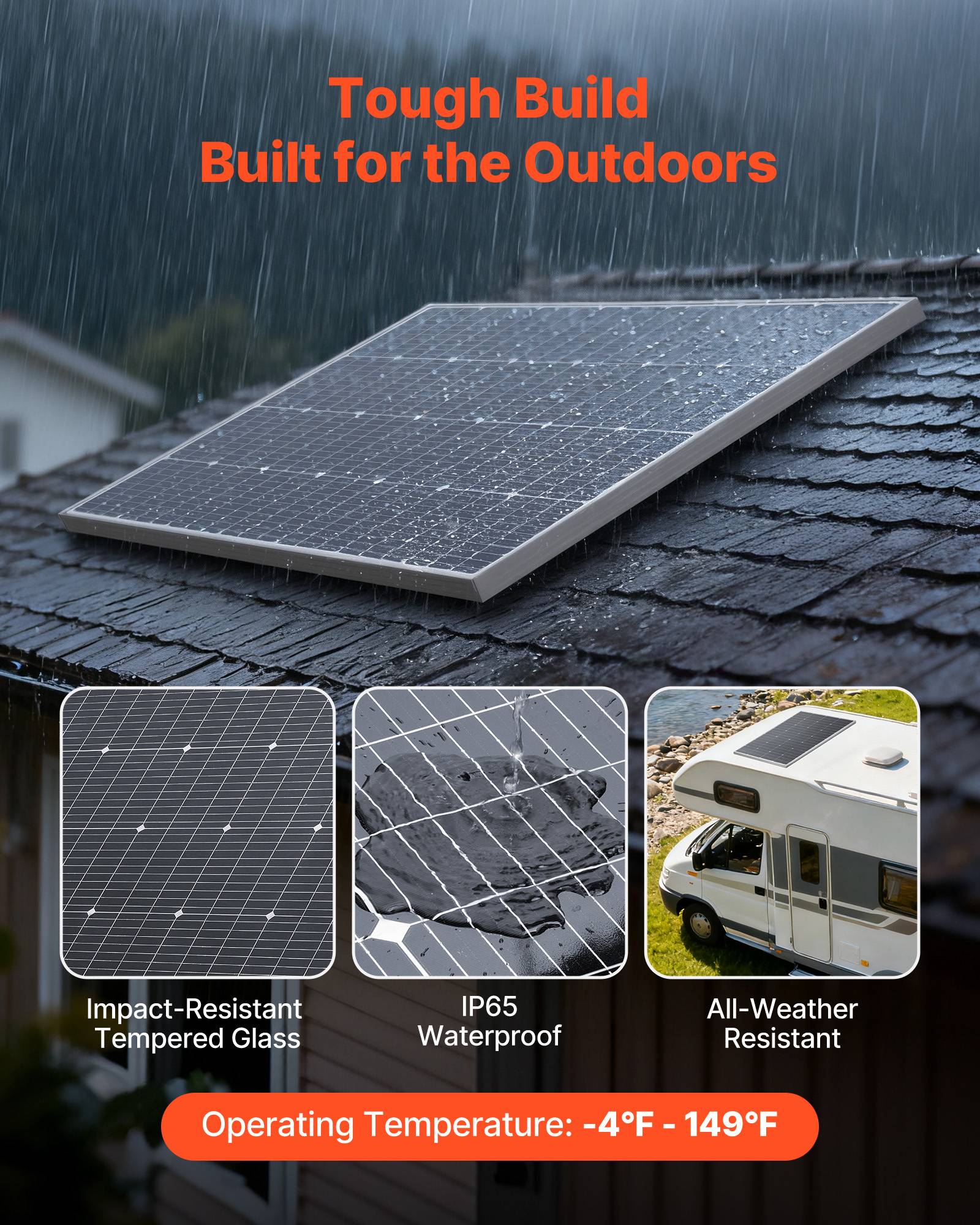 VEVOR Panneau Solaire Monocristallin Module Photovoltaïque 100 W Lot de 2 23 % - Image 5