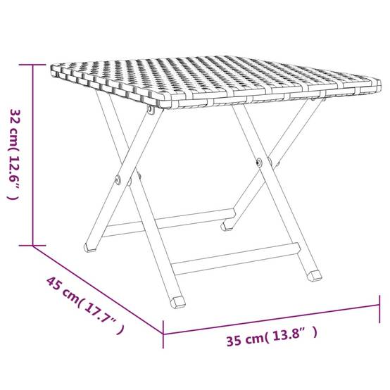 Table pliable résine tressée grise 45 x 35 x 32 cm - PANGIVO - Image 7