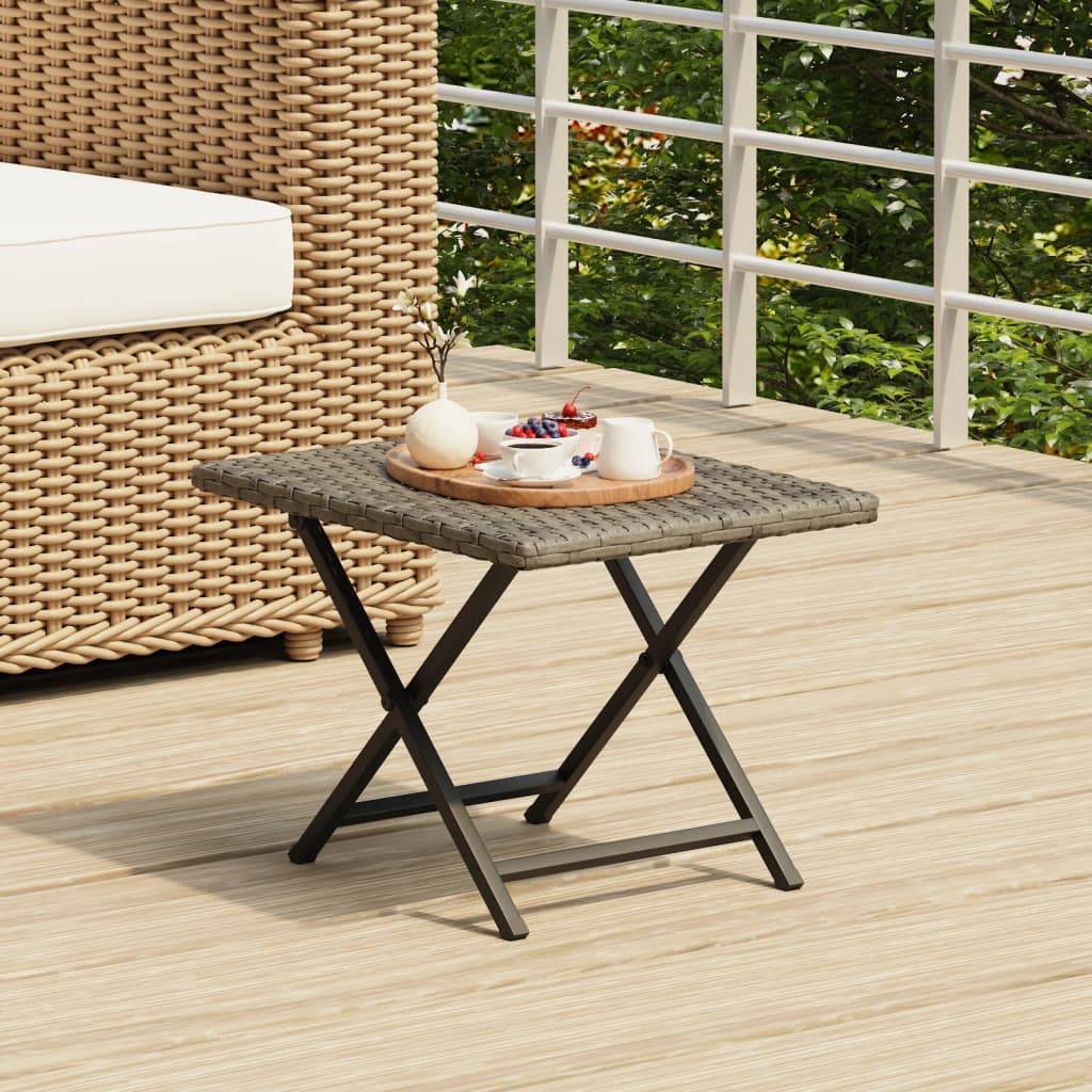 Table pliable résine tressée grise 45 x 35 x 32 cm - PANGIVO - Image 1