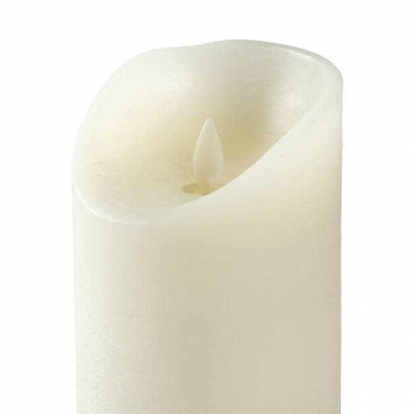 Lotti - Bougie LED en cire Ivoire Flamme en mouvement vacillante à piles H28cm large 9cm Timer Blanc chaud Lotti - Imagen 4
