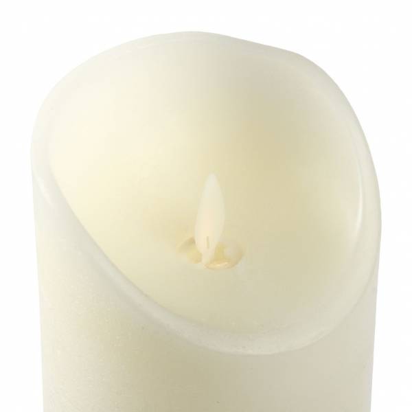 Lotti - Bougie LED en cire Ivoire Flamme en mouvement vacillante à piles H28cm large 9cm Timer Blanc chaud Lotti - Imagen 6