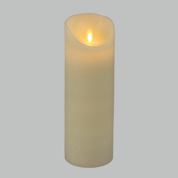 Lotti - Bougie LED en cire Ivoire Flamme en mouvement vacillante à piles H28cm large 9cm Timer Blanc chaud Lotti - Imagen 1