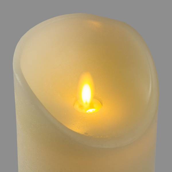 Lotti - Bougie LED en cire Ivoire Flamme en mouvement vacillante à piles H28cm large 9cm Timer Blanc chaud Lotti - Imagen 5