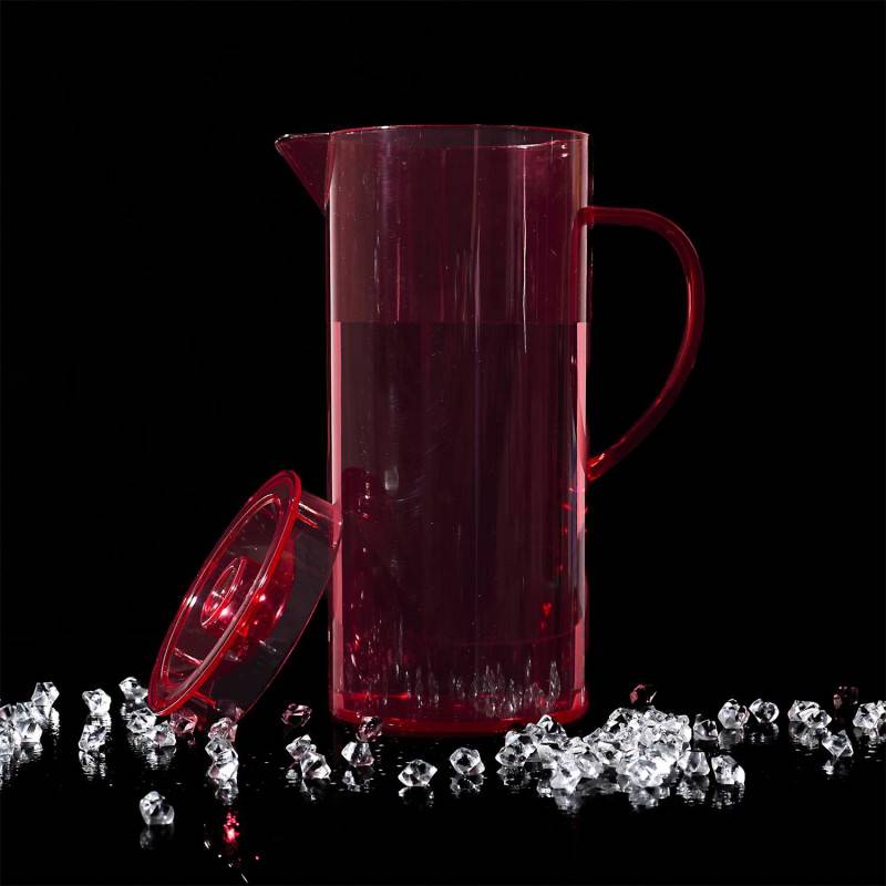 Lot de 4 Carafes Plastique 1,1 L avec Couvercle - Violet Rouge Bleu Jaune - Image 3