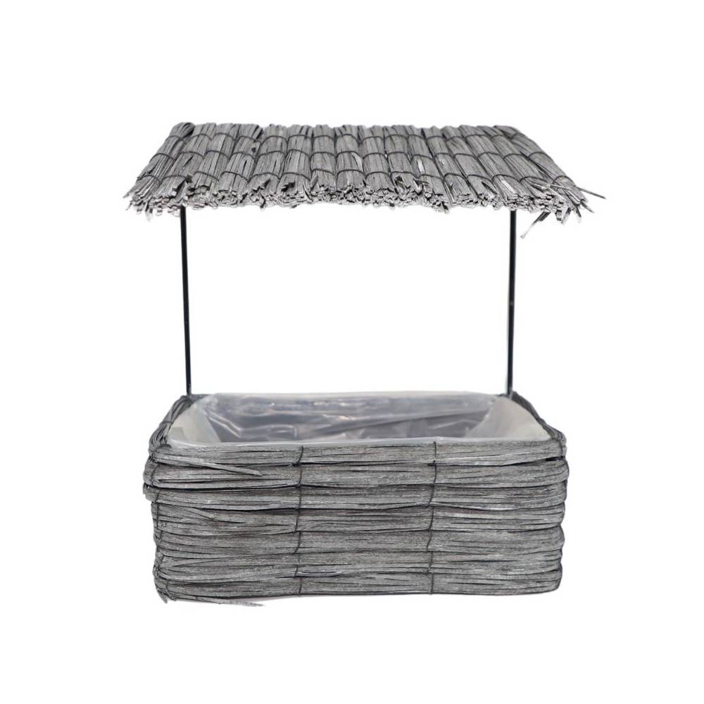Maisonette coupe rectangle en osier gris 28 x 15 x 30 cm Chemin de campagne - Image 1