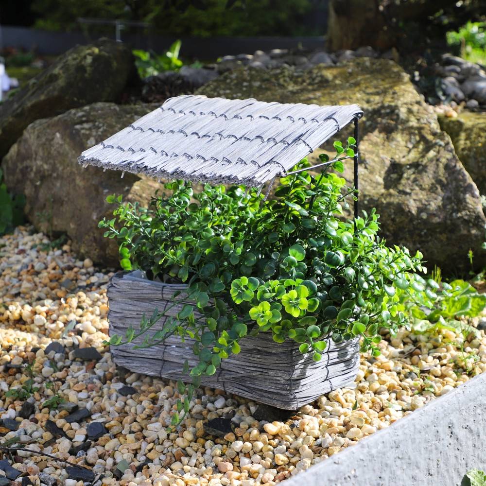 Maisonette coupe rectangle en osier gris 28 x 15 x 30 cm Chemin de campagne - Image 3