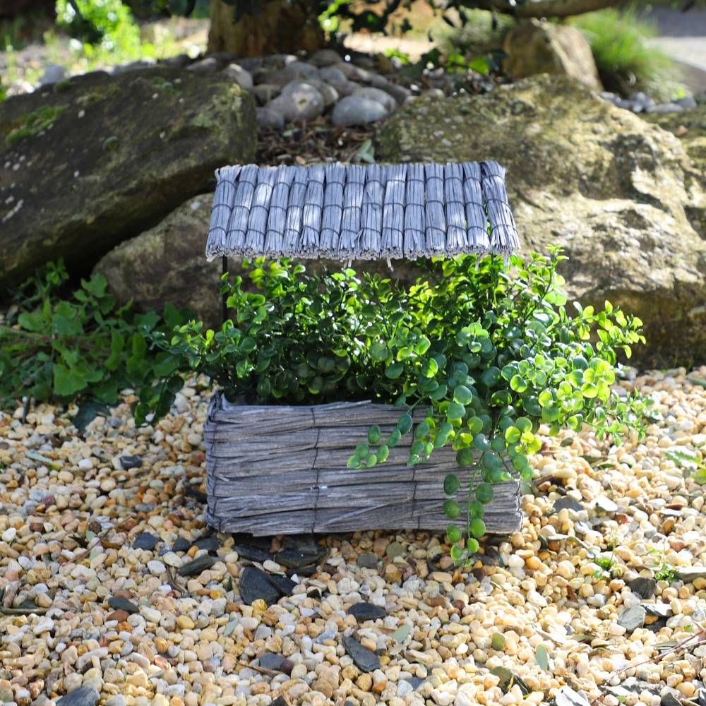 Maisonette coupe rectangle en osier gris 28 x 15 x 30 cm Chemin de campagne - Image 2