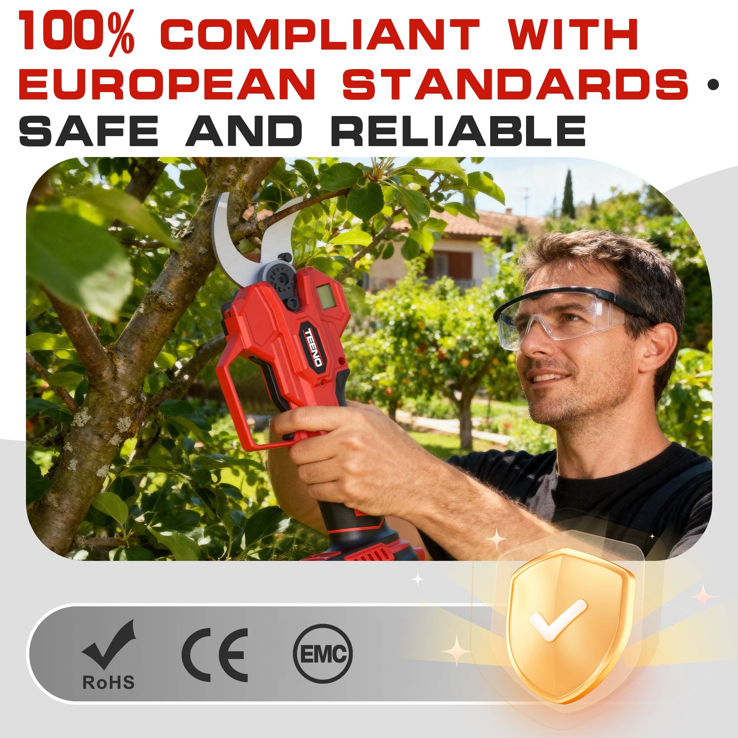 Ensemble de jardinage 4 en 1 : sécateur électrique 0-40 mm + mini tronçonneuse sans fil 6 pouces + perche télescopique 160-280 cm,2X4,0 Ah batteries, - Image 6