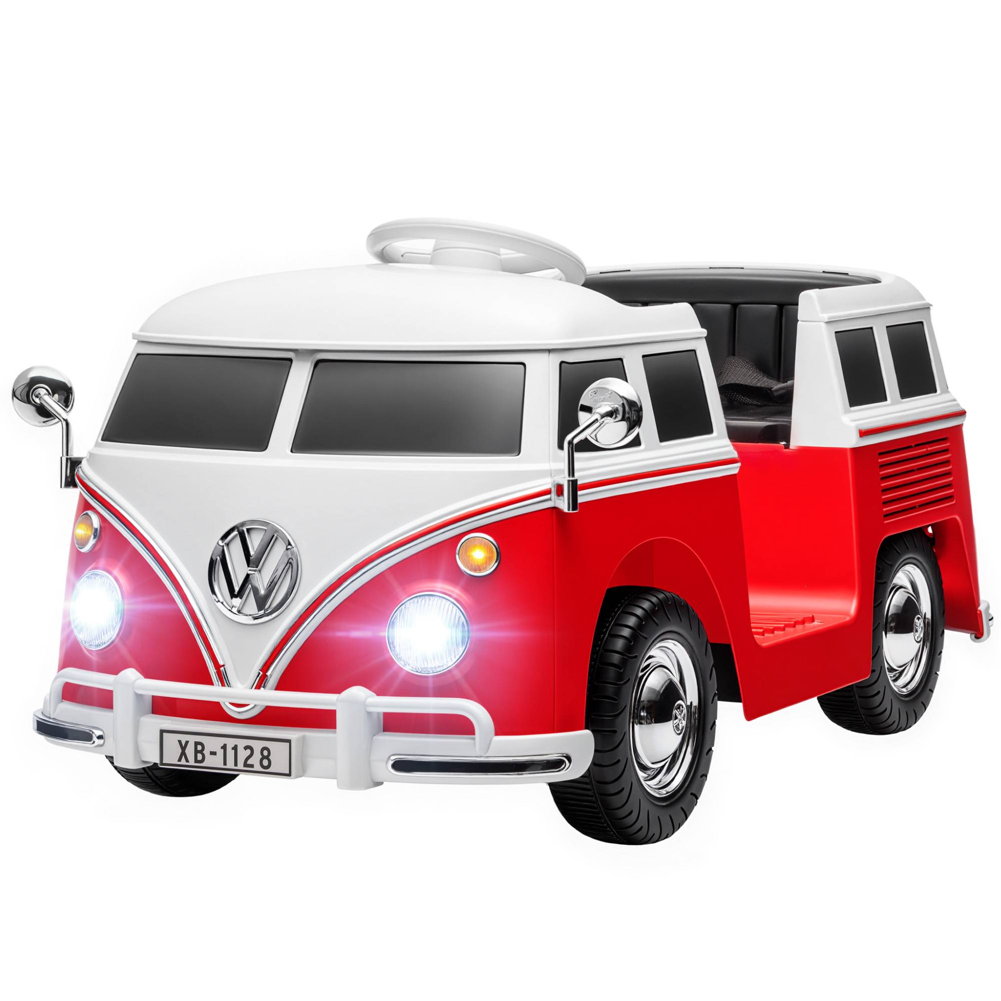 Auto électrique pour enfants licence Volkswagen T1, MP3, métal et PP, 89x49x41,5 cm, rouge - Image 2